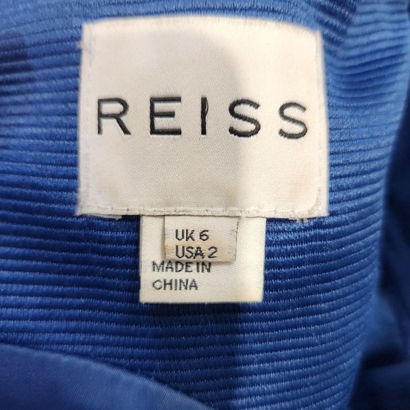 REISS sleeveless front ruffle detail midi cocktail dress size 2 - Picture 6 of 16